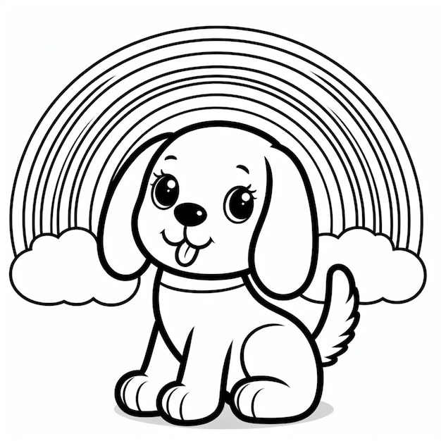 Dog coloring page for children ai generated