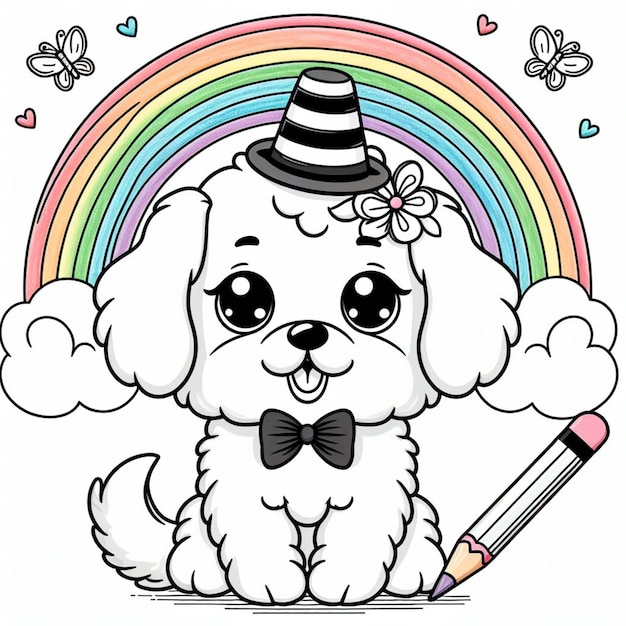 Dog coloring page for children ai generated