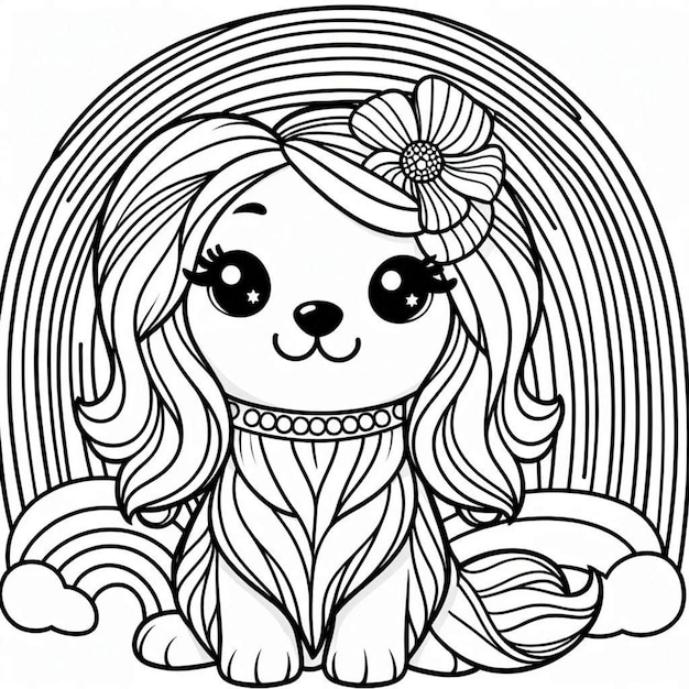 Dog coloring page for children ai generated