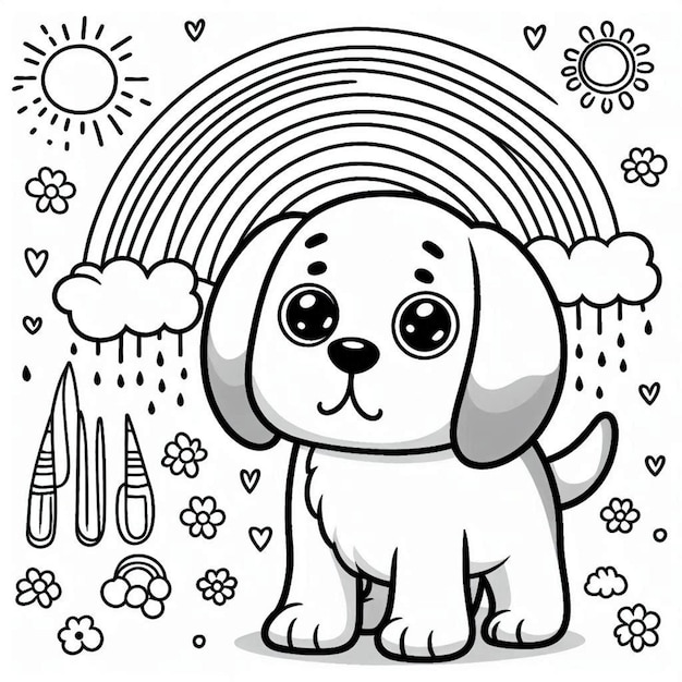 Dog coloring page for children ai generated