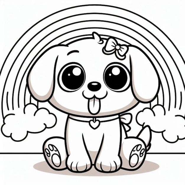 Dog coloring page for children ai generated