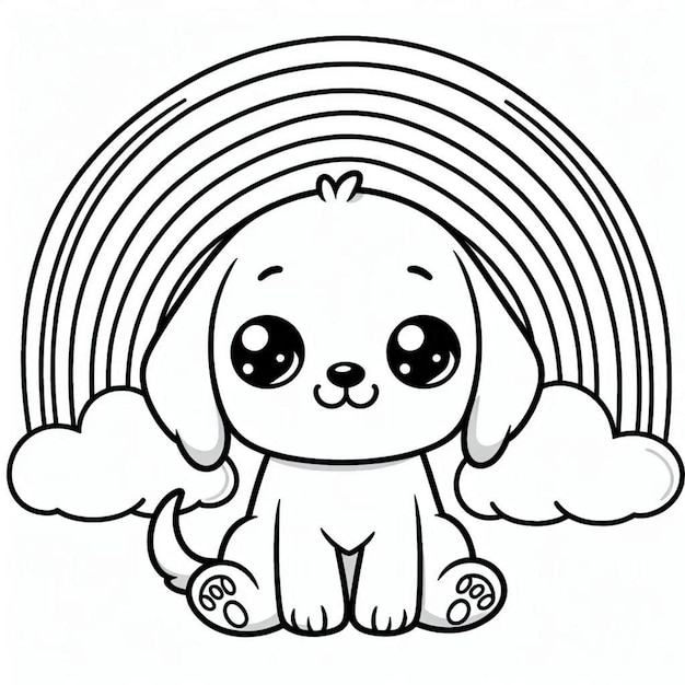 Dog coloring page for children ai generated