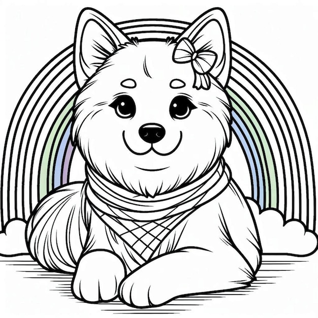 Dog coloring page for children ai generated