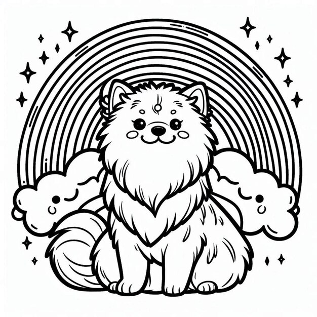 Dog coloring page for children ai generated