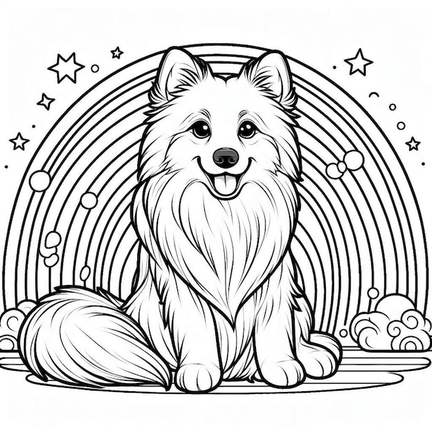 Dog coloring page for children ai generated