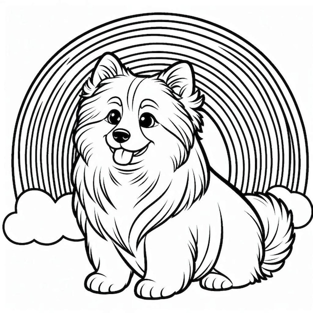 Dog coloring page for children ai generated