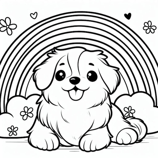 Dog coloring page for children ai generated