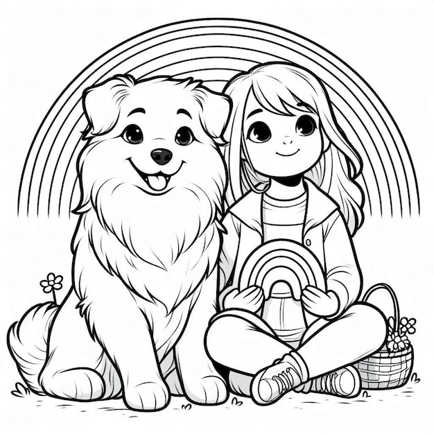 Dog coloring page for children ai generated