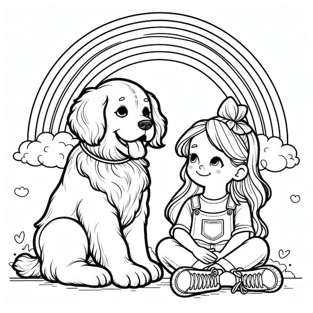 Dog coloring page for children ai generated