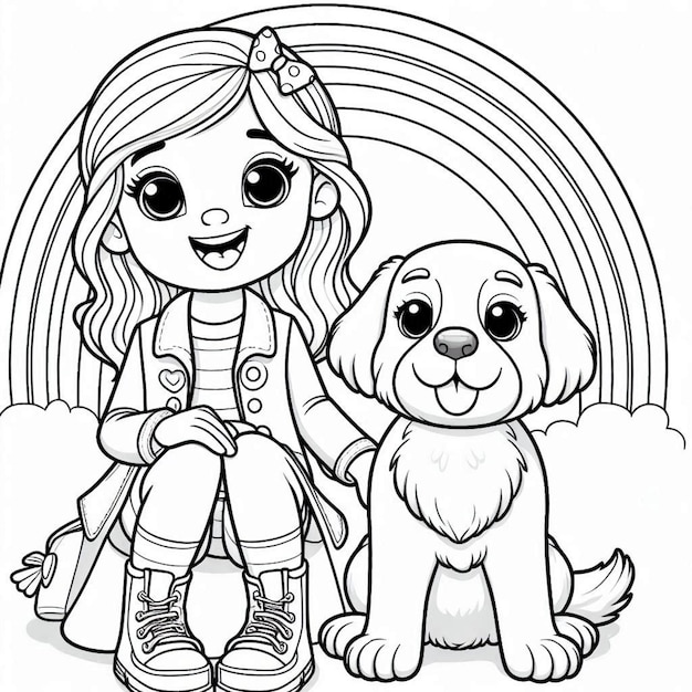 Dog coloring page for children ai generated