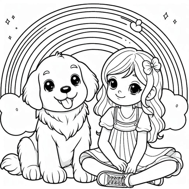 Dog coloring page for children ai generated