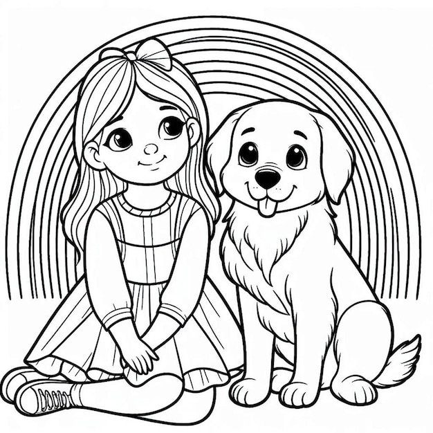 Dog coloring page for children ai generated