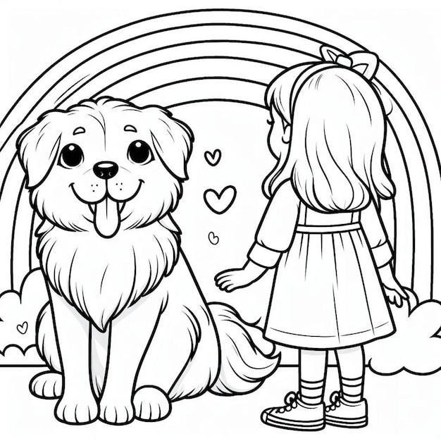 Dog coloring page for children ai generated