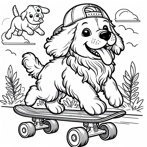 Dog coloring page for children ai generated