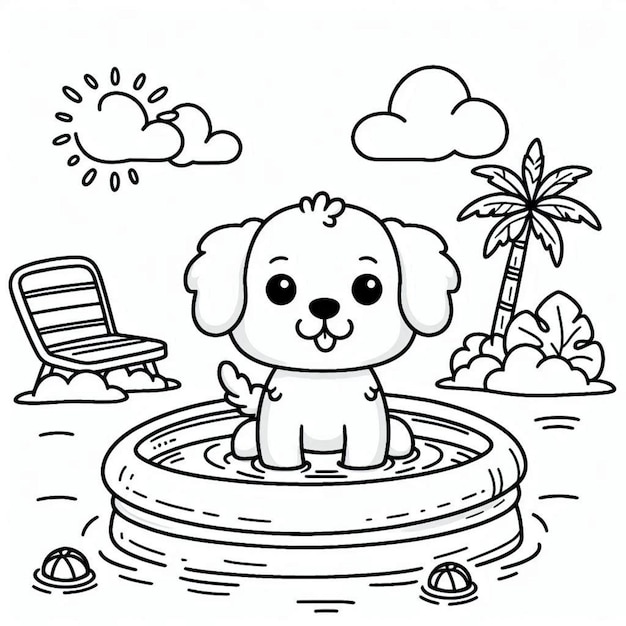 Dog coloring page for children ai generated