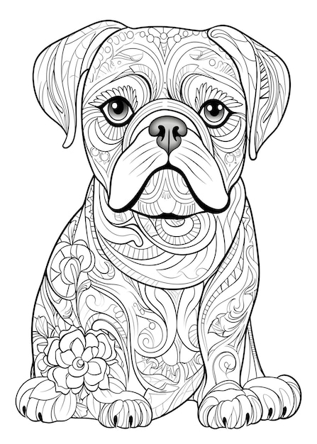 Dog Coloring Page Dog Line Art Coloring Page Dog Outline Drawing For Coloring Page Animal Coloring Page Dog Coloring Book AI Generative