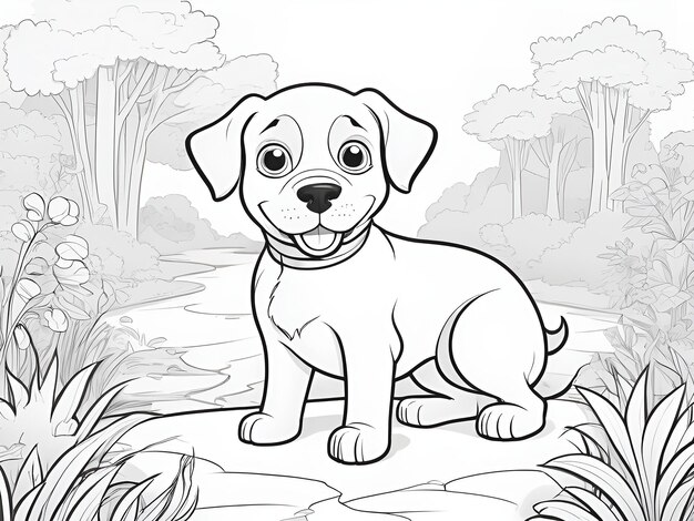 Photo a dog coloring page illustration