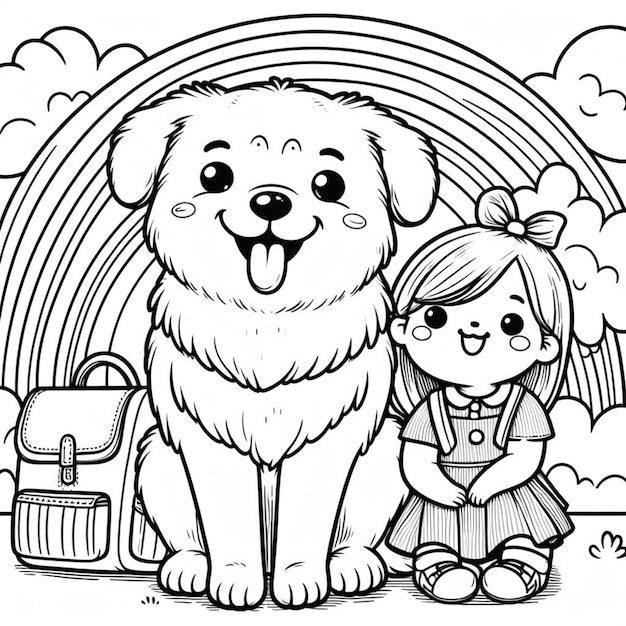 Dog coloring page for kids ai generated