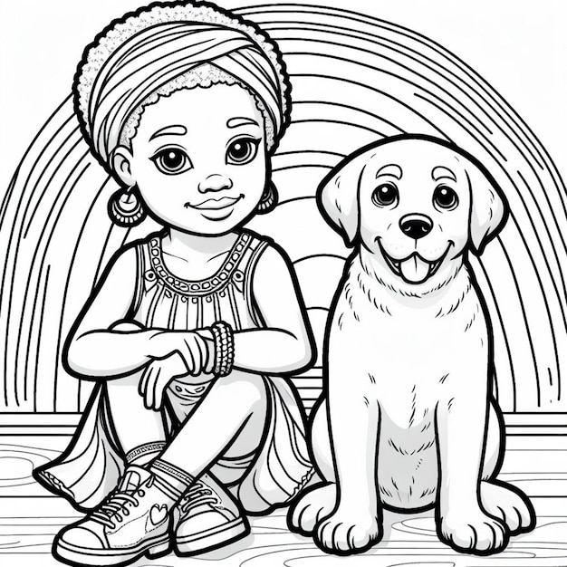 Dog coloring page for kids ai generated