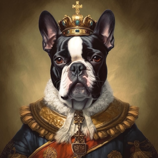 A dog in a costume of a king