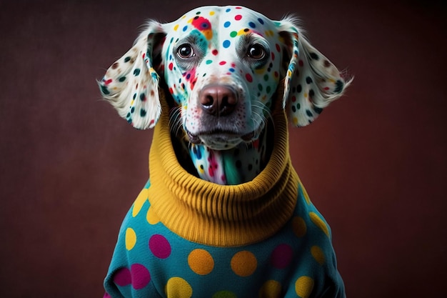 Dog in Dog Sweater Fashion for clowns oh what a sight