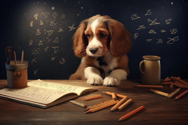 Dog Drawing Images background and copy space