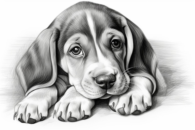 Dog Drawing Images background and copy space