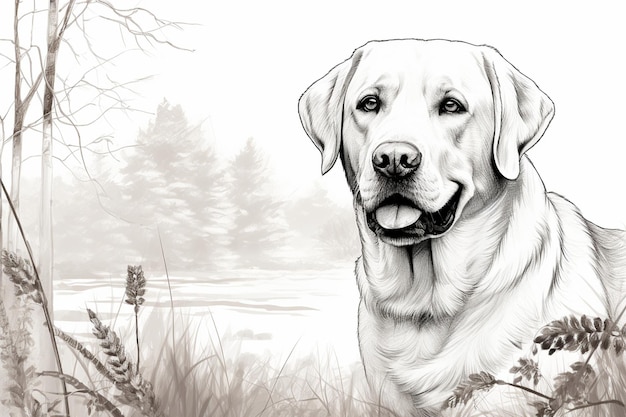 Dog Drawing Images background and copy space