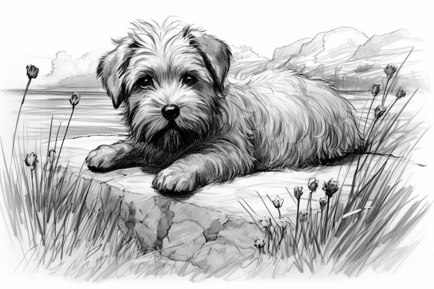 Dog Drawing Images background and copy space