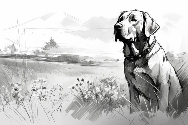 Dog Drawing Images background and copy space