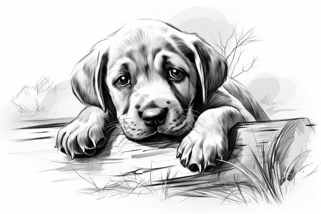 Dog Drawing Images background and copy space