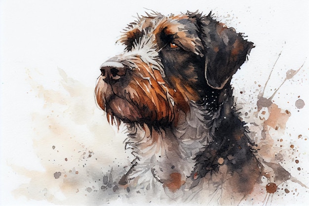 Dog drawing with bit of watercolour