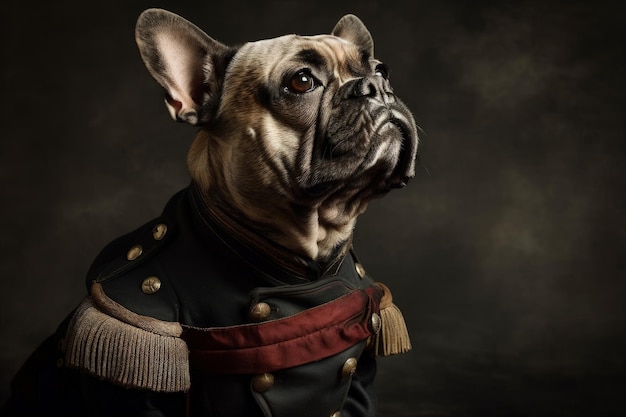 A dog dressed in a military uniform generative AI