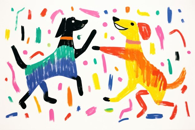 Photo dog enjoy dancing animal paper representation