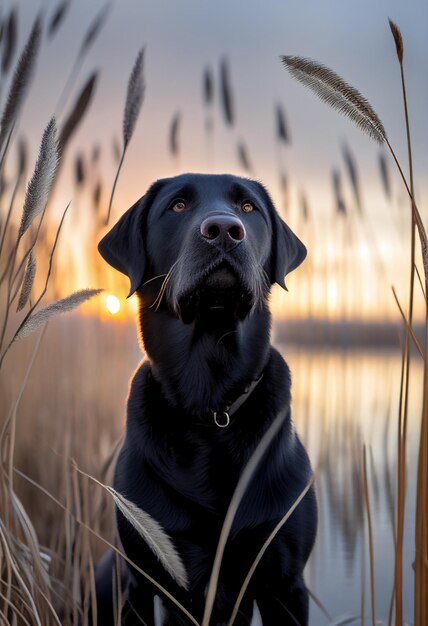 A dog in a field of grass