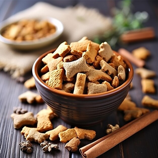 Dog food in a glass container