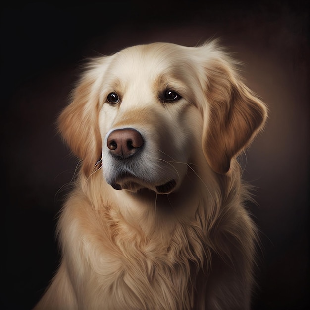 Dog golden retriever in dark background