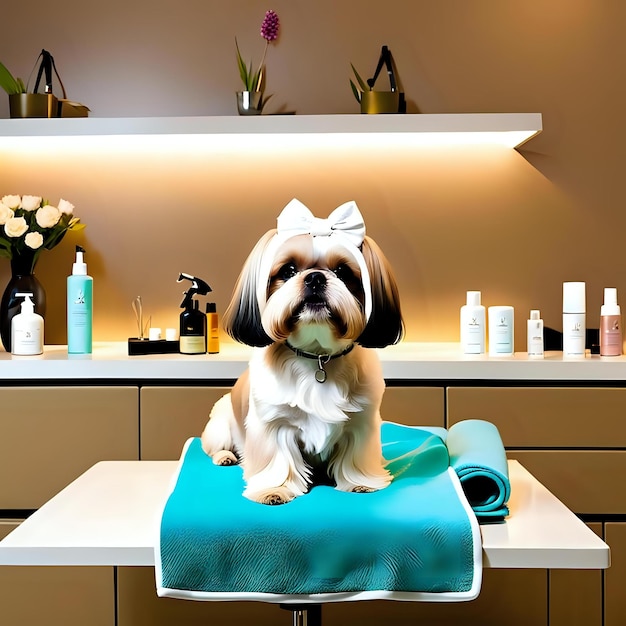 Photo dog grooming salon for shih tzu breed