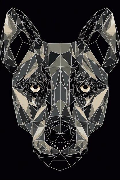 Dog head geometric line art style illustration made with Generative AI