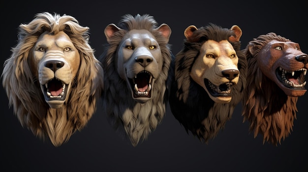 Dog head lion charactersGenerative AI