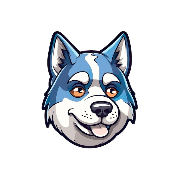 A dog head with a blue and white face Ai generated