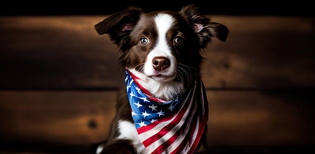 dog head with USA flag pattern for 4th of July, American independence day and Veterans day.