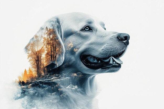 Photo a dog heartfelt connection to home and nature