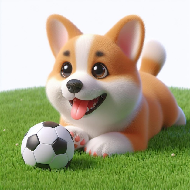 a dog is playing with a soccer ball and the dog is wearing a collar