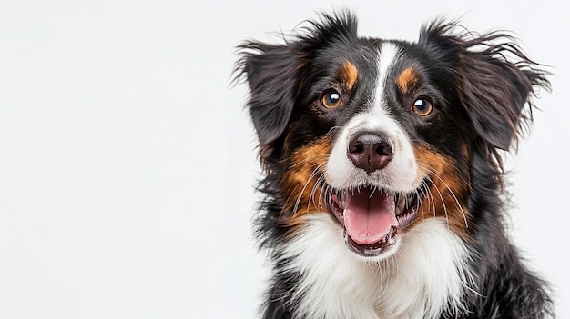 a dog is smiling and has his tongue out