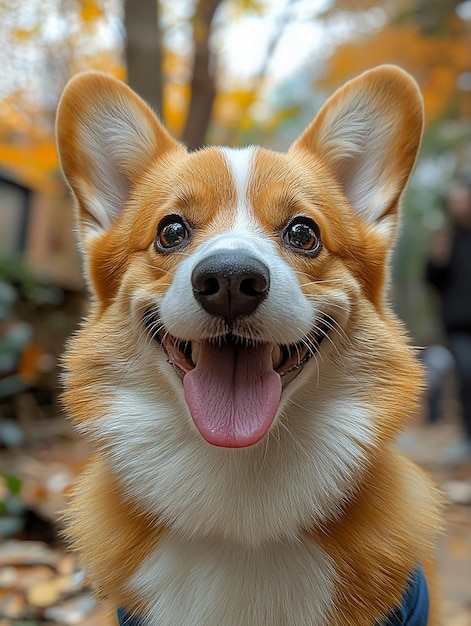 a dog is smiling and has its tongue out