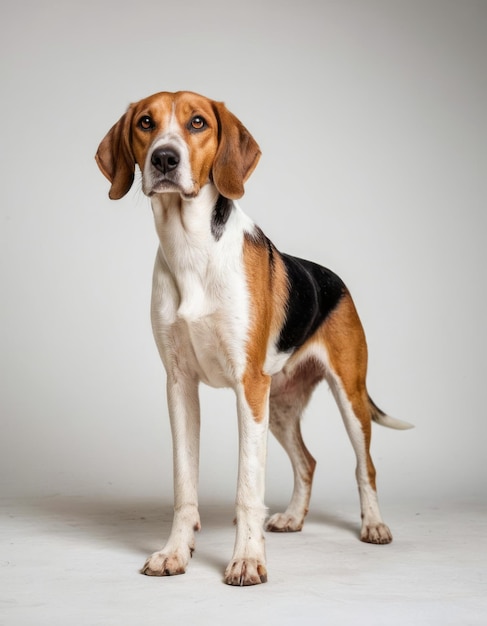 Photo a dog is standing in front of a gray background