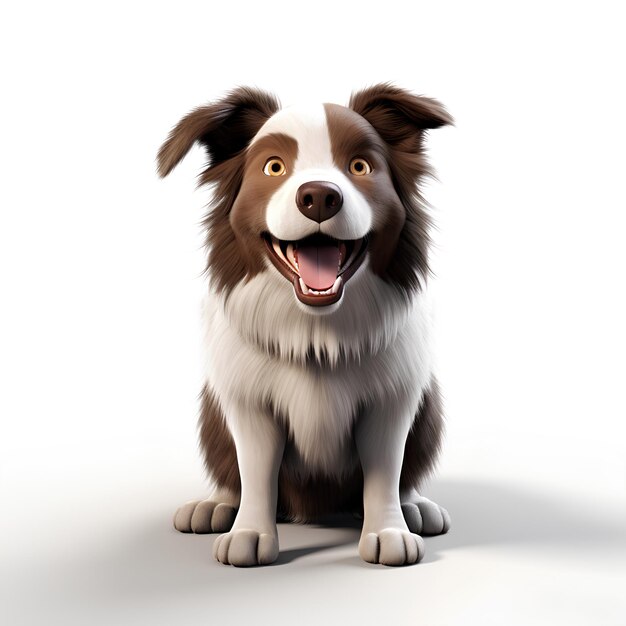 a dog is standing in front of a white background