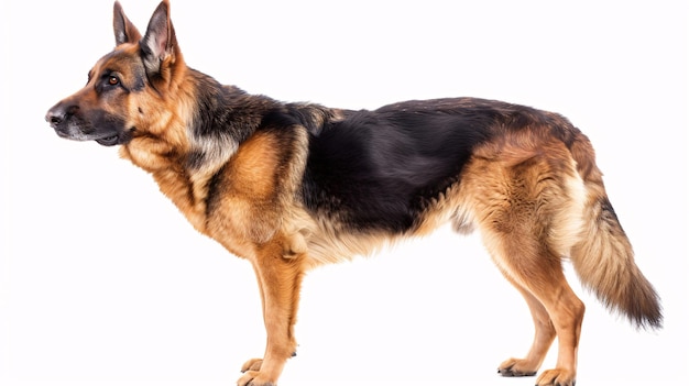 a dog is standing on a white background with a black spot on its back