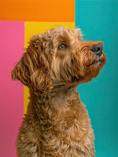 Dog isolated on colorful background